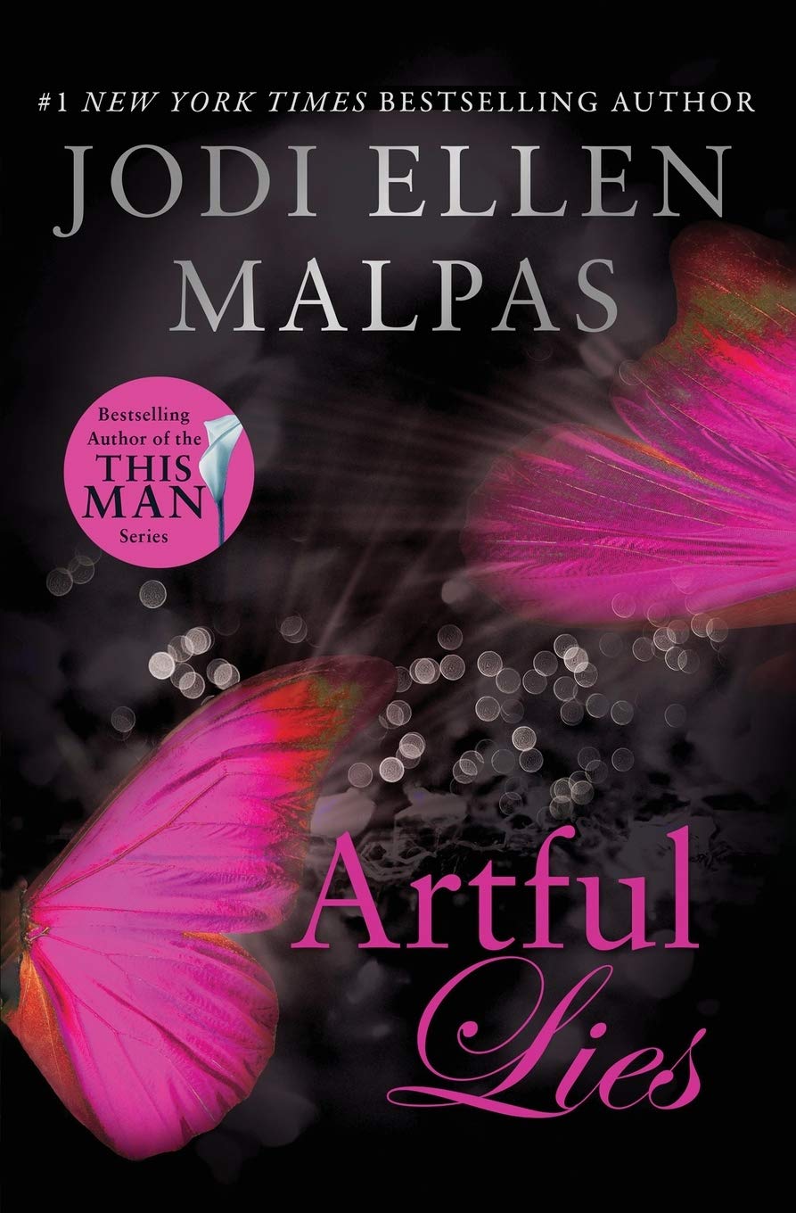 Book cover of 'Artful Lies' by Jodi Ellen Malpas with pink butterflies on a dark background. Available in Bangladesh.