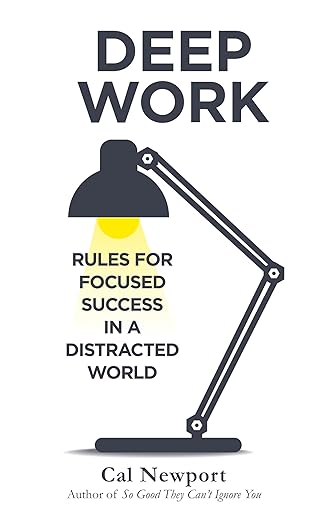 Book cover of 'Deep Work' with a desk lamp illustration on a white background. Bookish Wonderland serves readers throughout Bangladesh with printed English books, making it simple to shop for online through delivery inside and outside Dhaka and premium eye-soothing cream paper.