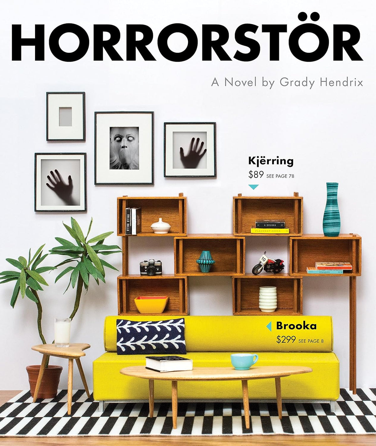 Book titled 'Horrorstor' on a shelf with decorative items and a striped rug. Bookish Wonderland serves readers throughout Bangladesh with durable printed books, making it simple to find online through online ordering with home delivery and high-quality stitched and glue binding.