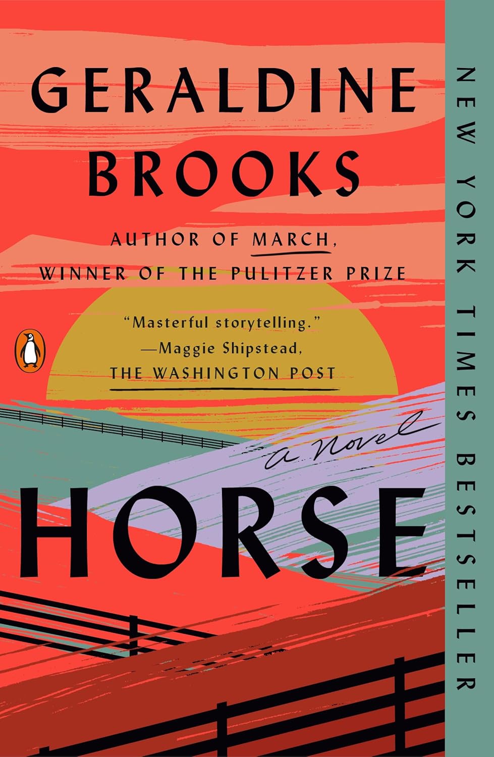 Book cover of 'Horse' by Geraldine Brooks with a red background and text. Bookish Wonderland serves readers throughout Bangladesh with books for study and leisure, making it simple to order online through fast delivery options in Dhaka and sharp text and durable binding.