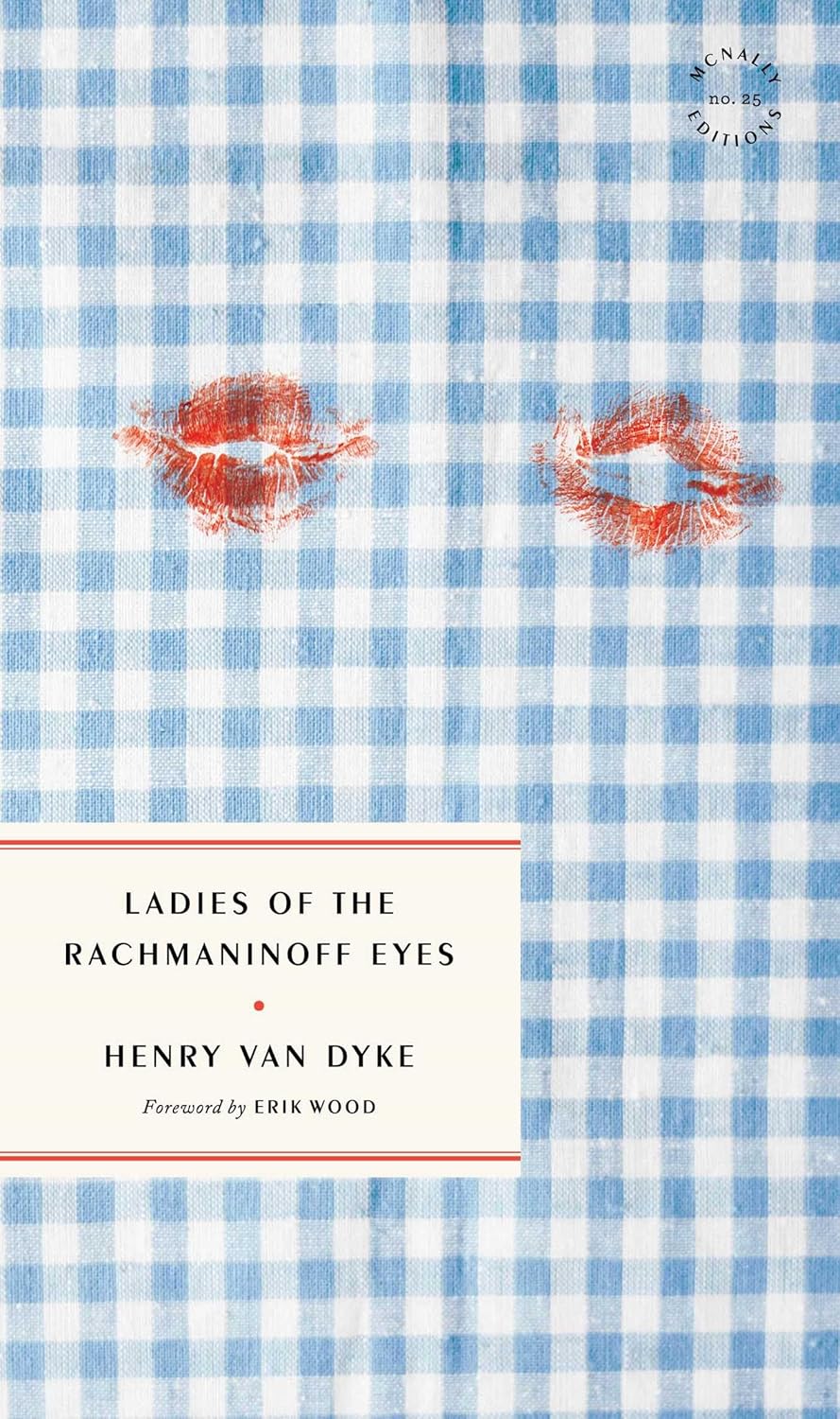 Book cover of 'Ladies of the Rachmaninoff Eyes' by Henry Van Dyke with a blue and white checkered pattern. Online shoppers across Bangladesh can get English books at Bookish Wonderland with urgent delivery options in Dhaka and editions featuring crystal-clear print.