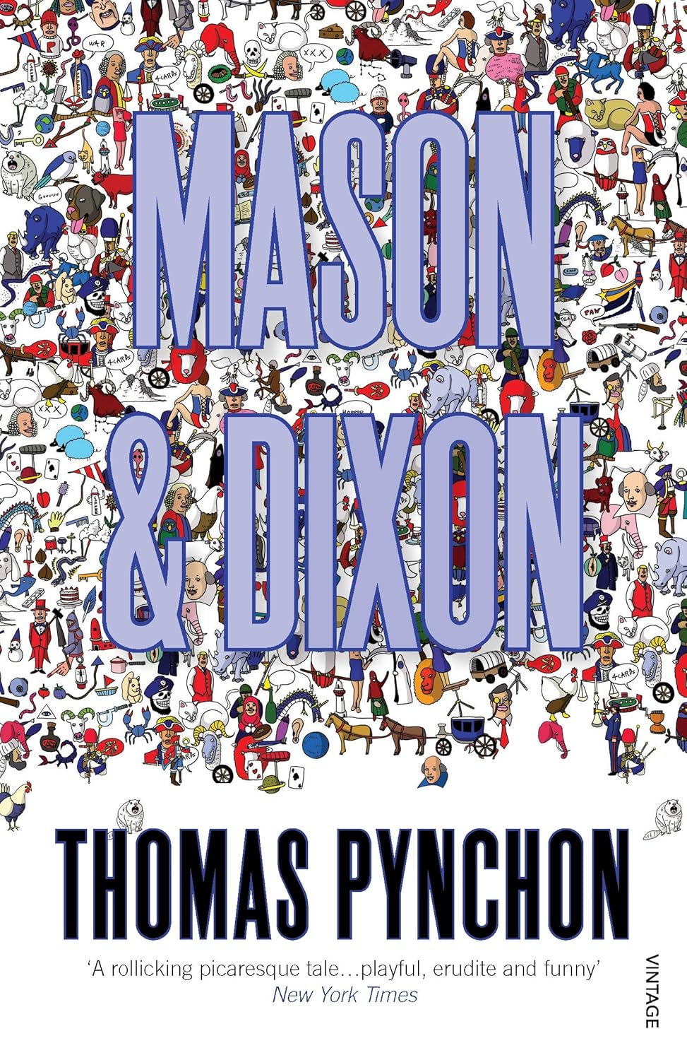 Book cover of 'Mason & Dixon' by Thomas Pynchon with a collage of small images. Bookish Wonderland helps readers across Bangladesh buy durable printed books online with convenient delivery across Bangladesh and a focus on durable stitched-and-glue binding.