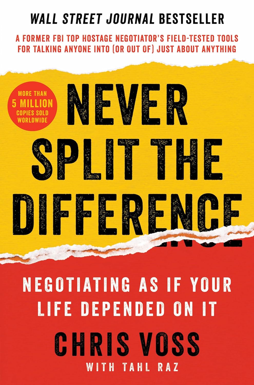 Book cover of 'Never Split the Difference' with a yellow and red background. Bookish Wonderland supports book lovers across Bangladesh who want to choose books for study and leisure, offering online ordering with home delivery plus durable stitched-and-glue binding.