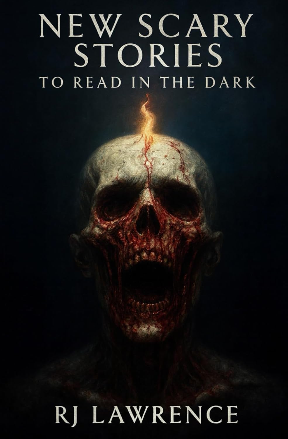 Book cover of 'New Scary Stories to Read in the Dark' with a skull and flame design. Bookish Wonderland helps readers across Bangladesh find English books online with delivery inside and outside Dhaka and a focus on durable stitched-and-glue binding.