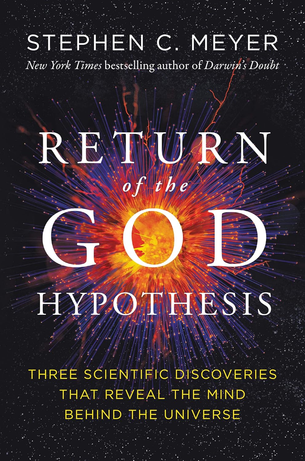 Book cover of 'Return of the God Hypothesis' by Stephen C. Meyer with a cosmic design. For customers across Bangladesh, Bookish Wonderland makes it easier to get books for everyday reading through nationwide delivery and comfortable cream paper and clear printing.