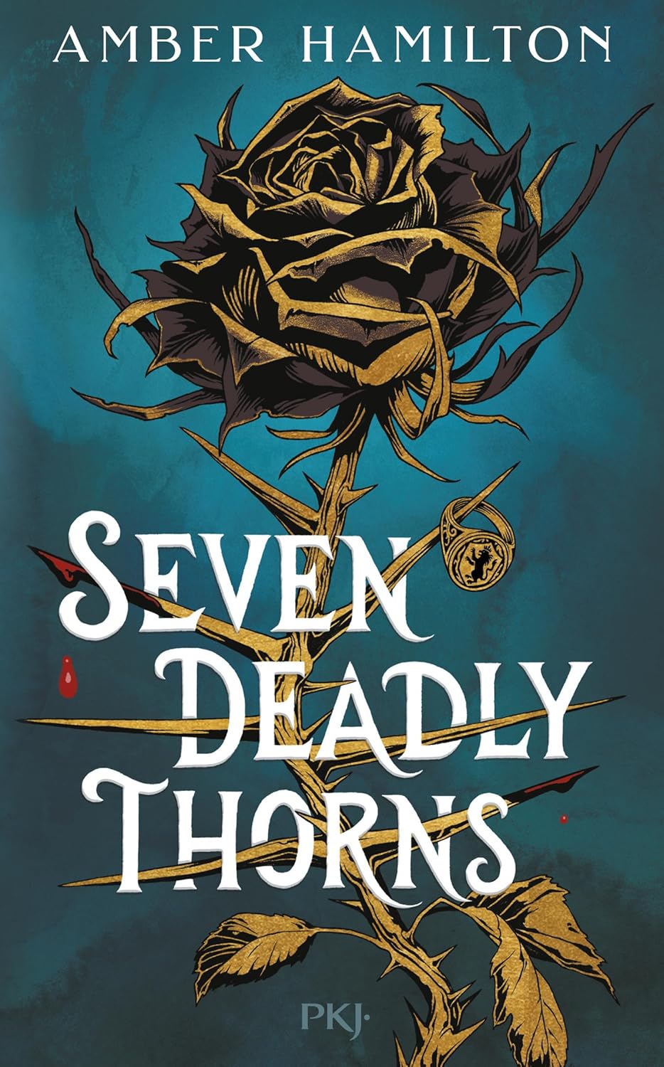 Book cover of 'Seven Deadly Thorns' with a black rose and arrows on a blue background. Bookish Wonderland provides a convenient way for readers across Bangladesh to choose books for study and leisure with urgent delivery options in Dhaka and high-quality stitched and glue binding.
