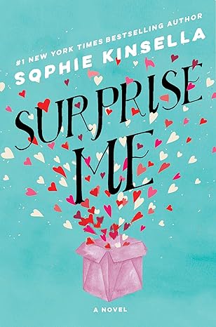 Book cover of 'Surprise Me' by Sophie Kinsella with hearts and a pink box on a teal background. Bookish Wonderland supports book lovers across Bangladesh who want to order English books, offering convenient delivery across Bangladesh plus durable stitched-and-glue binding.