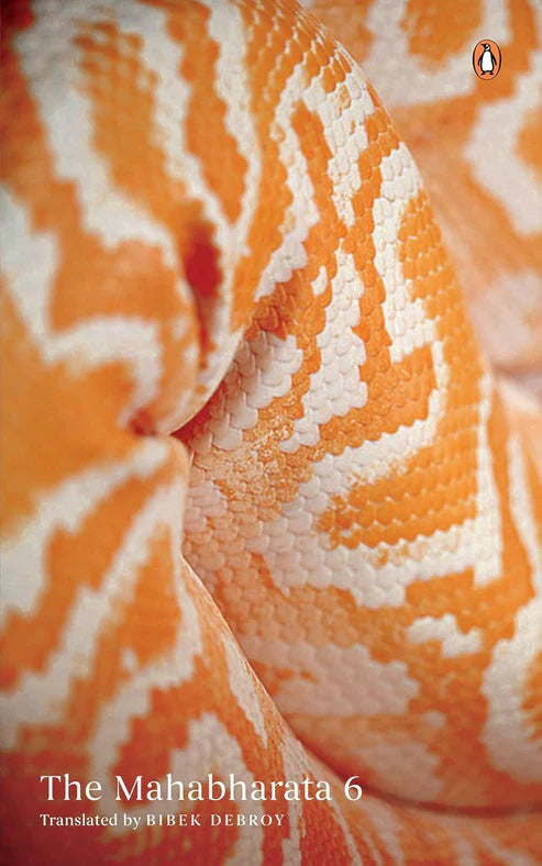 Book cover of 'The Mahabharata 6' with snake pattern. Book buyers throughout Bangladesh can choose English books from Bookish Wonderland, combining urgent delivery options in Dhaka with crystal-clear print.