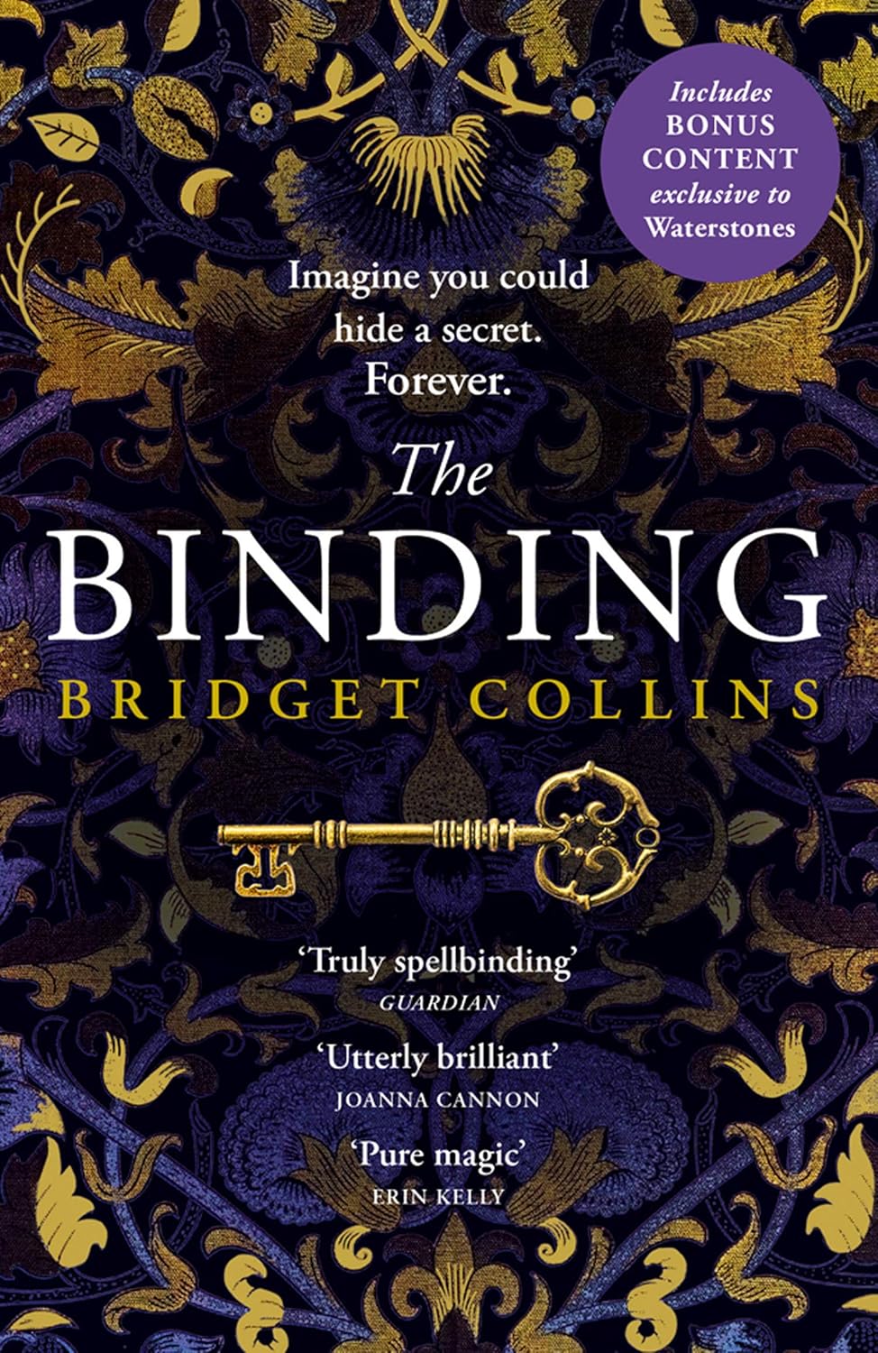 Book cover of 'The Binding' by Bridget Collins with decorative gold key and intricate patterns on a dark background. Book buyers throughout Bangladesh can buy English books from Bookish Wonderland, combining online ordering with home delivery with reader-friendly cream paper.