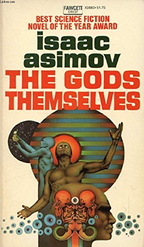 Book cover of 'The Gods Themselves' by Isaac Asimov with a stylized illustration of two figures and a planet. Customers seeking English books throughout Bangladesh can find them through Bookish Wonderland, supported by Cash on Delivery across Bangladesh and comfortable cream paper and clear printing.
