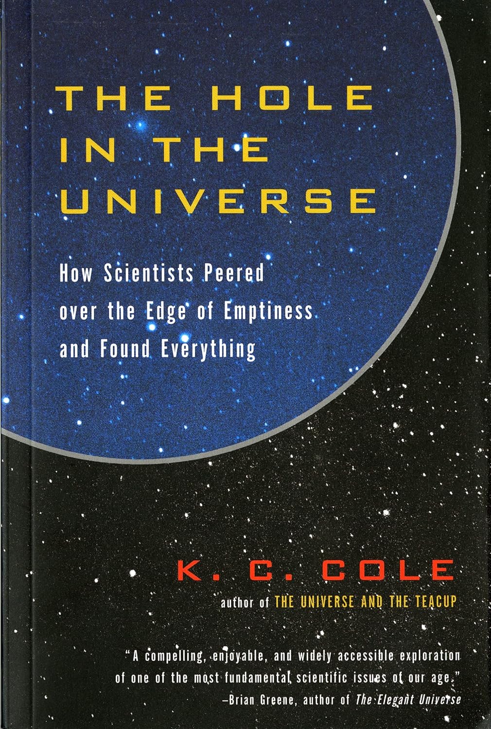 Book cover of 'The Hole in the Universe' by K.C. Cole with a cosmic design. For online book buying throughout Bangladesh, Bookish Wonderland lets readers find reader-friendly printed books with Cash on Delivery across Bangladesh and attention to clear print with strong binding.