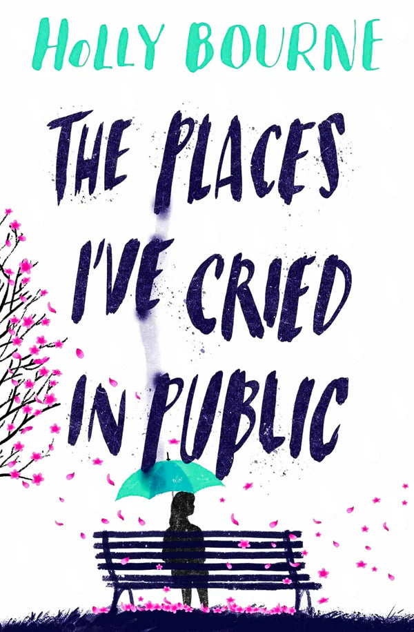 Book cover of 'The Places I've Cried in Public' by Holly Bourne with a silhouette of a person on a bench holding an umbrella.Book buyers throughout Bangladesh can purchase durable printed books from Bookish Wonderland, combining fast delivery options in Dhaka with durable stitched-and-glue binding.