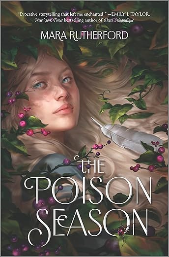 Book cover of 'The Poison Season' by Mara Rutherford with a woman's face surrounded by leaves and berries. Bookish Wonderland helps readers across Bangladesh choose reader-friendly printed books online with fast delivery options in Dhaka and a focus on high-quality stitched and glue binding.
