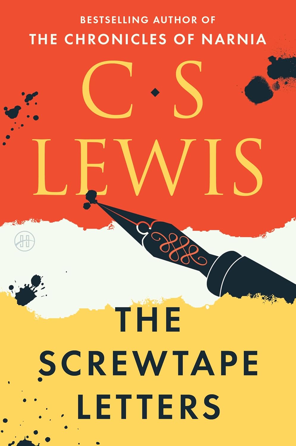 Book cover of 'The Screwtape Letters' by C.S. Lewis with a stylized pen and red and yellow background. Bookish Wonderland provides a convenient way for readers across Bangladesh to purchase premium-quality books with Cash on Delivery across Bangladesh and durable stitched-and-glue binding.