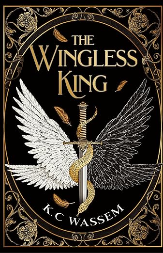 Book cover of 'The Wingless King' by K.C. Wassem with a sword and wings design which is available in Bangladesh.
