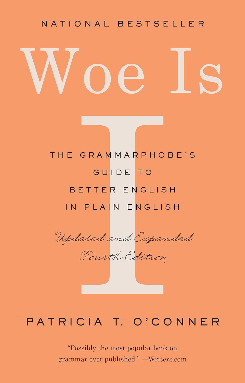 Book cover of 'Woe Is I' by Patricia T. O'Connor with an orange background and white text. Bookish Wonderland provides books for researchers in Bangladesh.