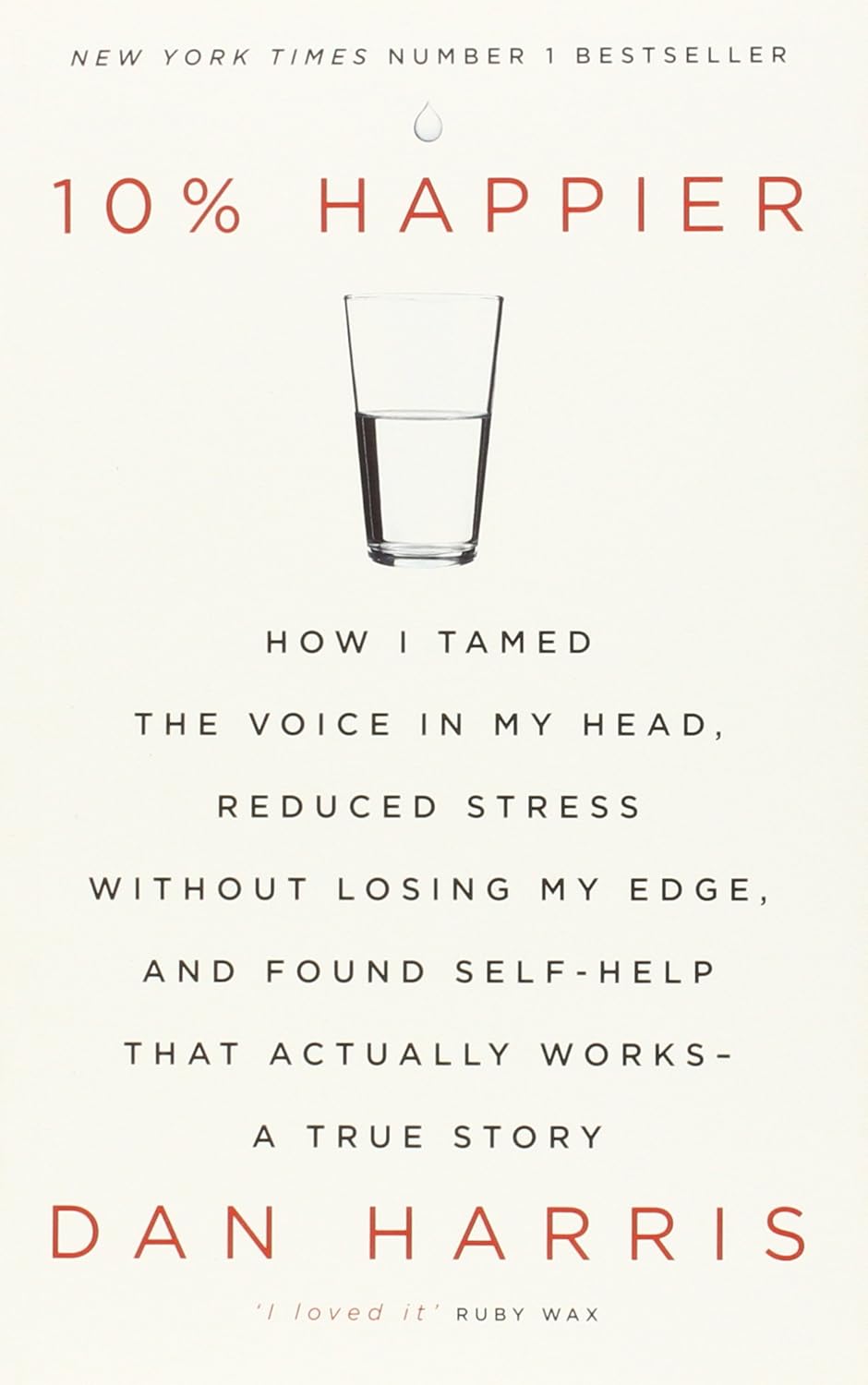 Book cover of '10% Happier' by Dan Harris with a glass of water on a white background book in bangladesh