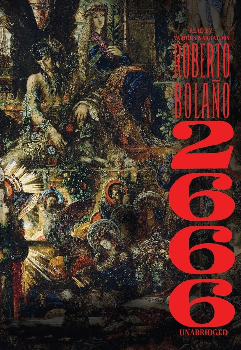 Book cover of '2666' by Roberto Bolaño with classical painting-style illustration and red text. In Bangladesh