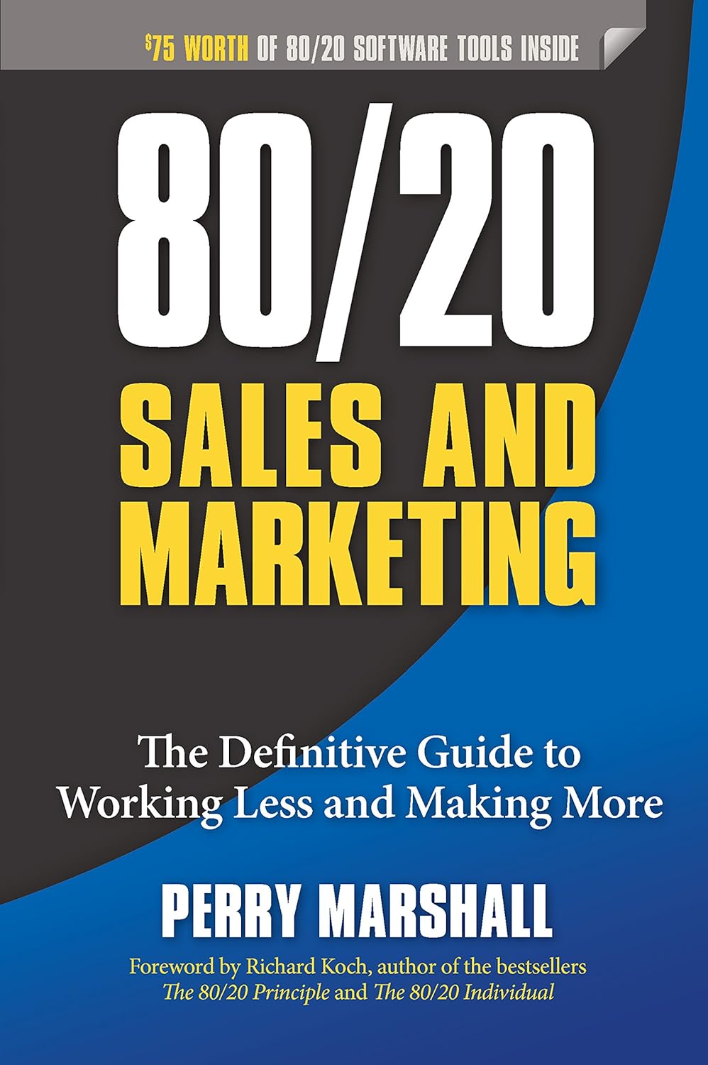 Book cover of '80/20 Sales and Marketing' by Perry Marshall with a black and blue design. Bookish Wonderland supports book lovers throughout Bangladesh.