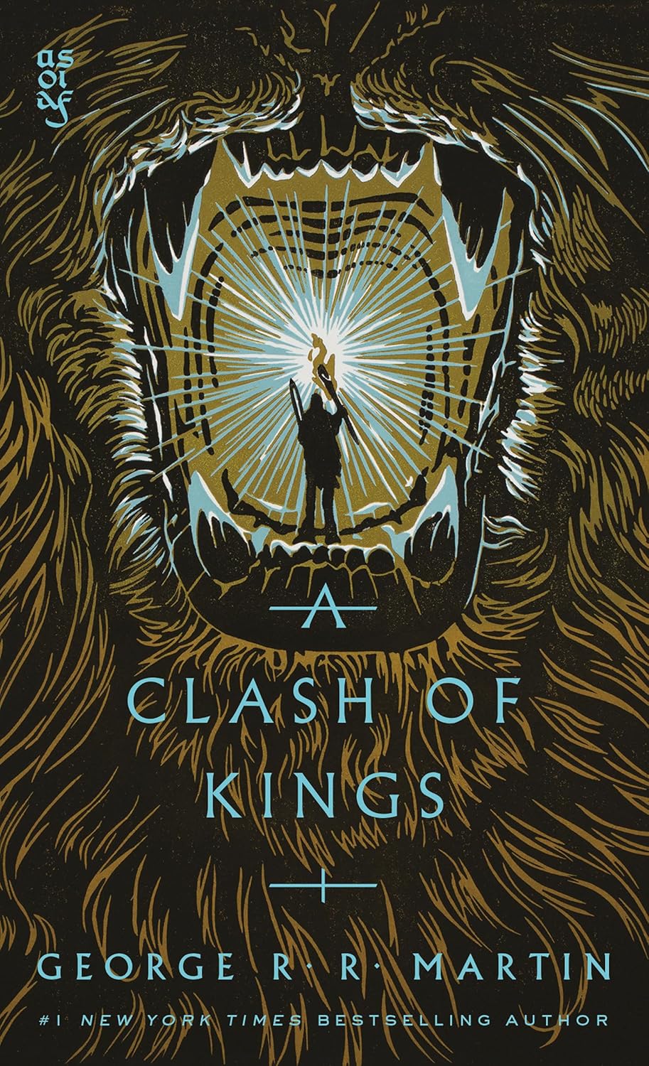 Book cover of 'A Clash of Kings' by George R.R. Martin featuring a lion and a figure with a glowing light. in Bangladesh