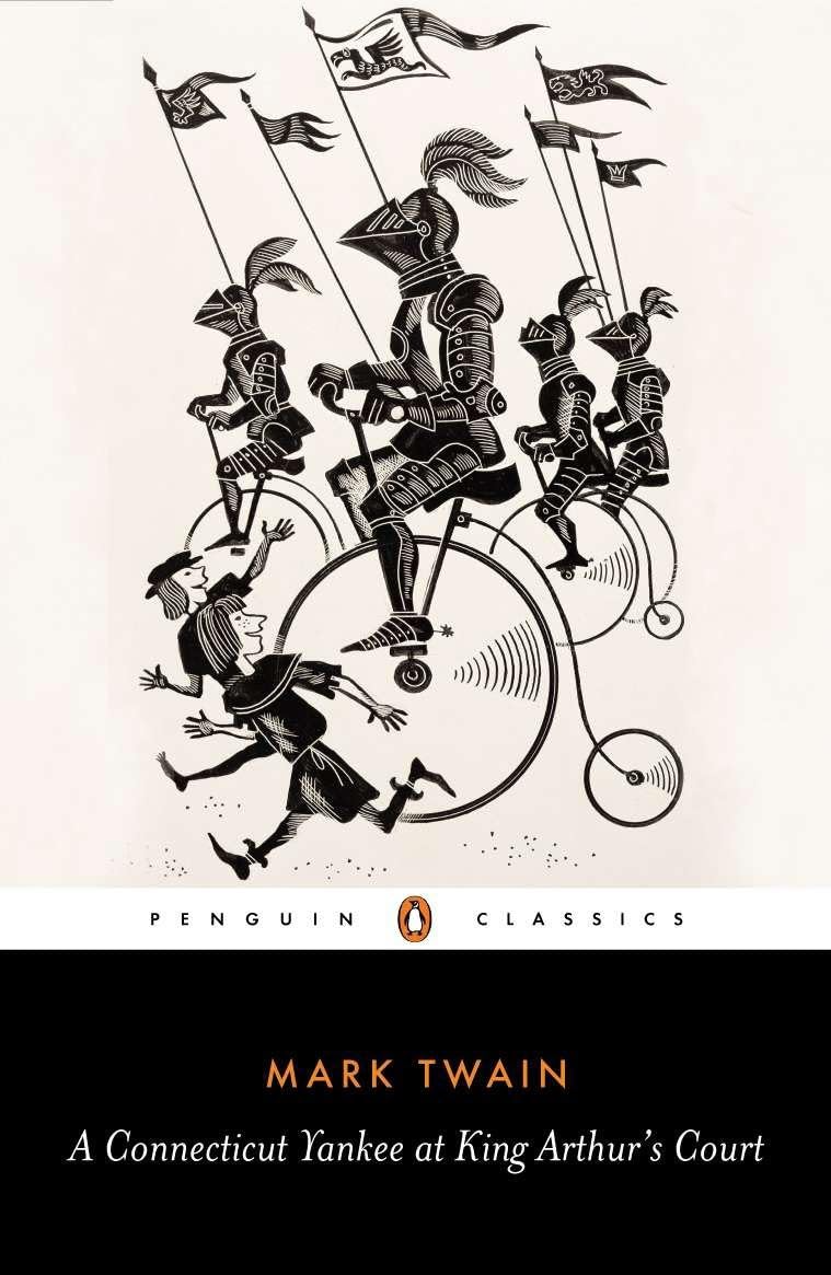 A Connecticut Yankee at King Arthur's Court book cover by Mark Twain, classic time-travel adventure novel set in King Arthur's medieval court