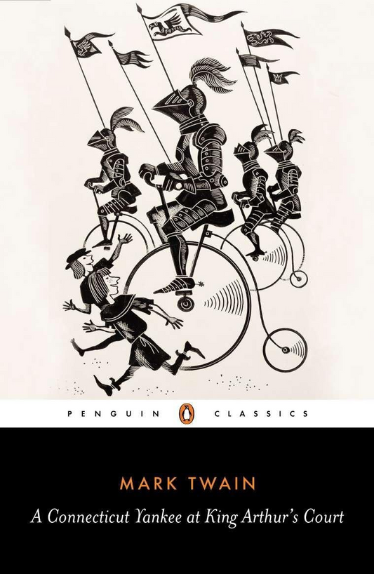 A Connecticut Yankee at King Arthur's Court book cover by Mark Twain, classic time-travel adventure novel set in King Arthur's medieval court