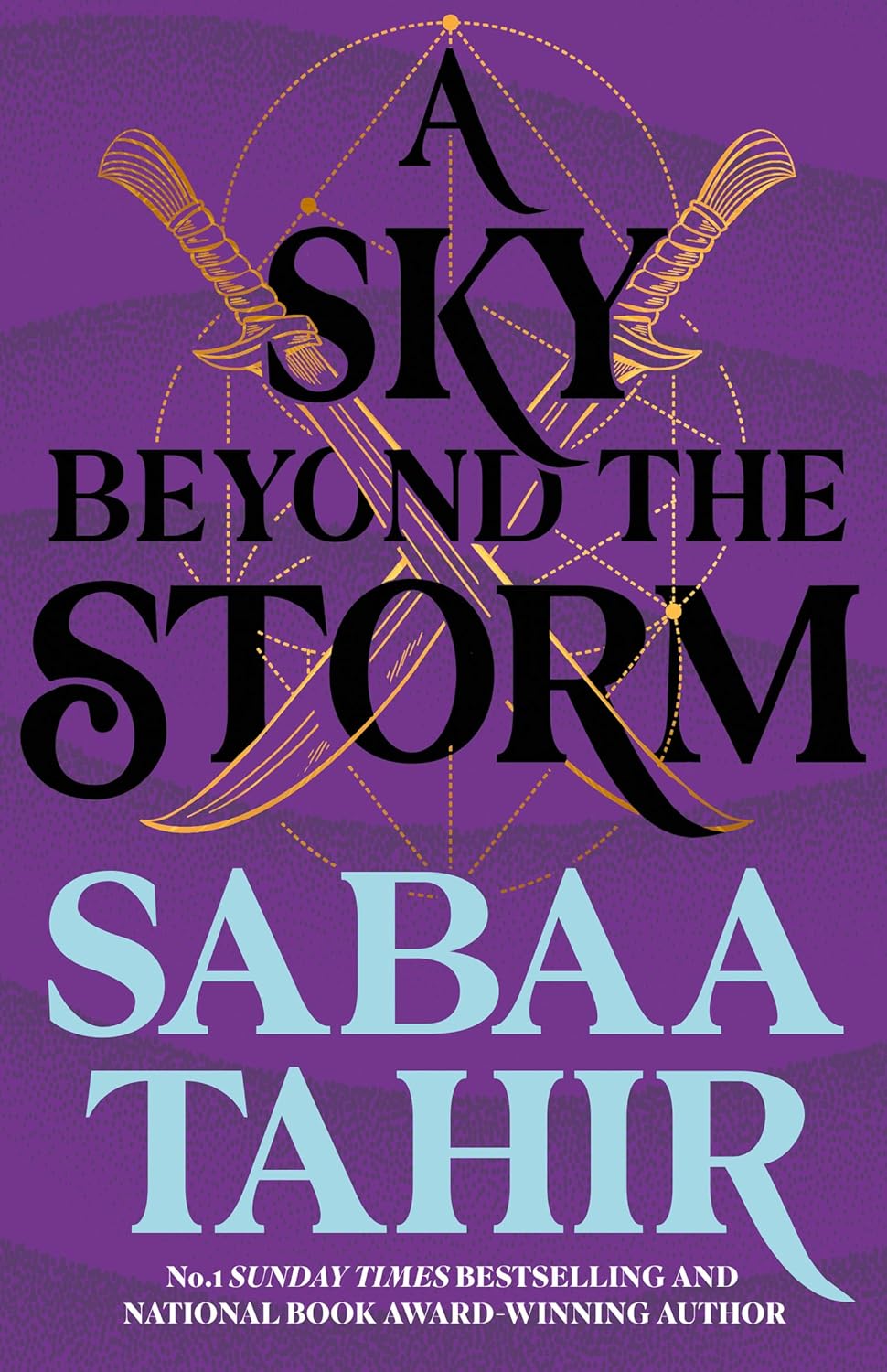 Book cover of 'A Sky Beyond the Storm' by Sabaa Tahir with a purple background and gold accents. available in bd