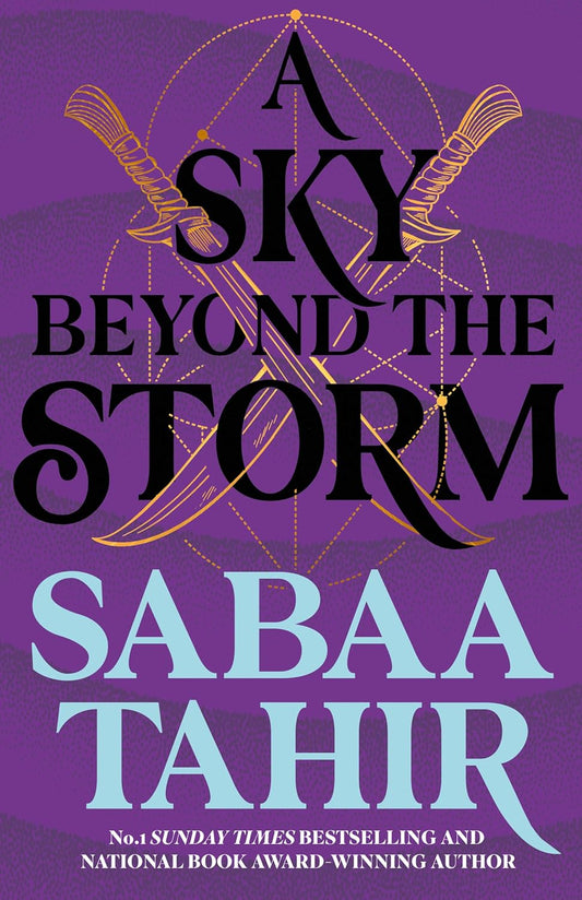 Book cover of 'A Sky Beyond the Storm' by Sabaa Tahir with a purple background and gold accents. available in bd
