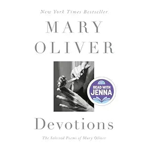 Book cover of 'Devotions' by Mary Oliver with a hand holding a flower and a badge on a white background. Bookish Wonderland serves readers across Bangladesh with durable printed books, making it simple to find online through nationwide delivery and sharp text and durable binding.