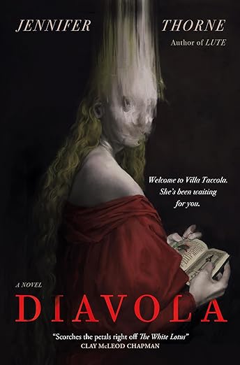 Book cover of 'Diavola' by Jennifer Thorne featuring a woman in a red dress holding an open book. Bookish Wonderland serves readers across Bangladesh with English books, making it simple to find online through customer-friendly ordering and delivery and comfortable cream paper and clear printing.