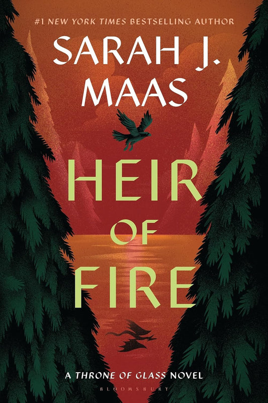 Book cover of 'Heir of Fire' by Sarah J. Maas with a red sky and trees. Book with best binding and printing in Bangladesh.