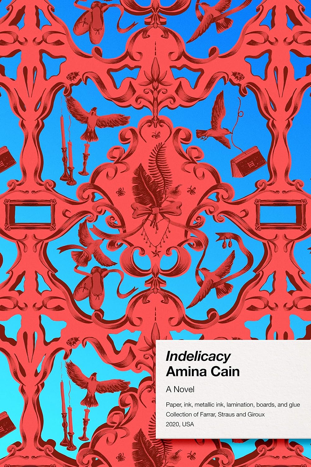 Book cover of 'Indelicacy' by Amina Cain with red and blue design Bookish Wonderland provides a convenient way for readers throughout Bangladesh to buy reader-friendly printed books with urgent delivery options in Dhaka and reader-friendly cream paper.
