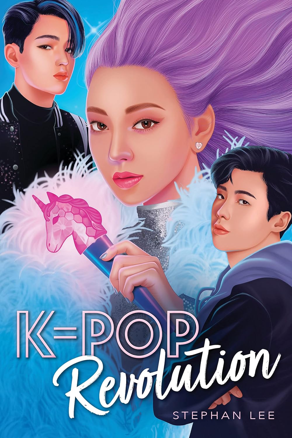 Book cover of 'K-Pop Revolution' featuring three characters with a blue and purple color scheme. Online shoppers across Bangladesh can find quality English books at Bookish Wonderland with urgent delivery options in Dhaka and editions featuring premium eye-soothing cream paper.