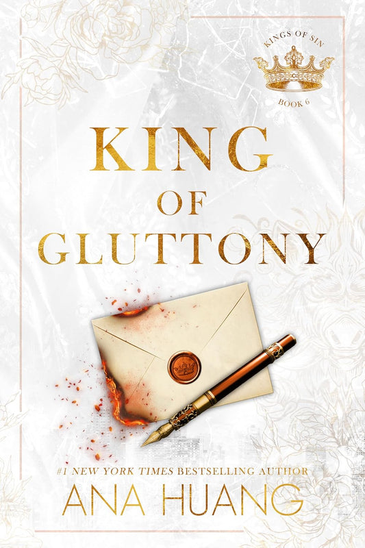 Book cover of 'King of Gluttony' by Ana Huang with a pen and letter on a textured background. this book price in bd