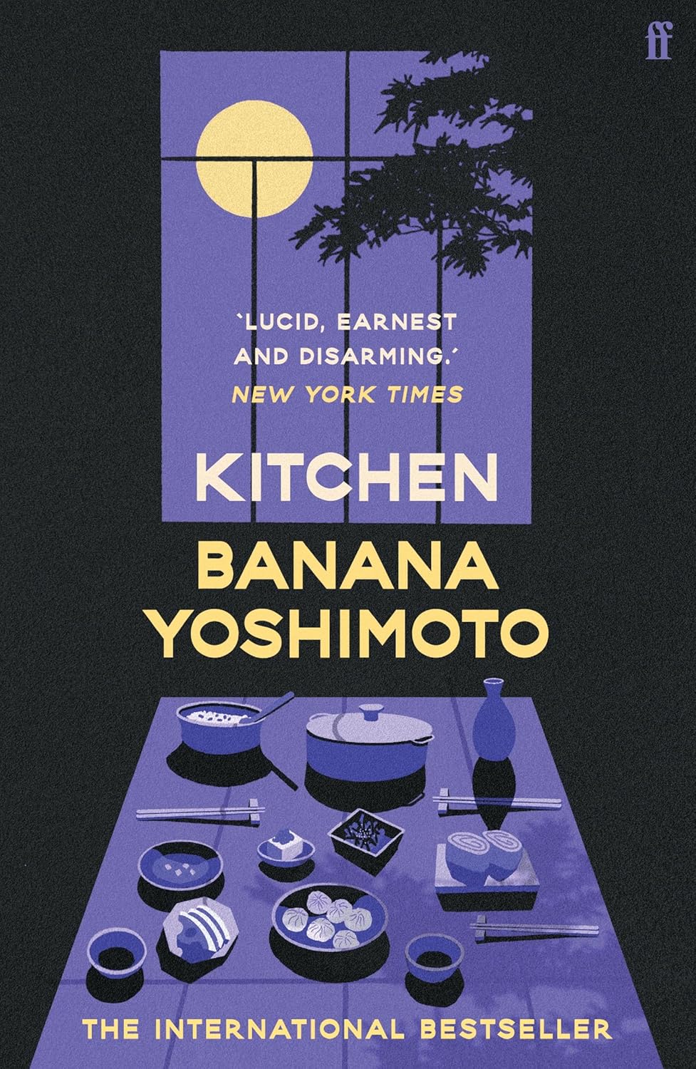 Book cover of 'Kitchen Banana' by Yoshimoto with a purple and black color scheme. Bookish Wonderland helps readers across Bangladesh shop for books for study and leisure online with online ordering with home delivery and a focus on durable stitched-and-glue binding.