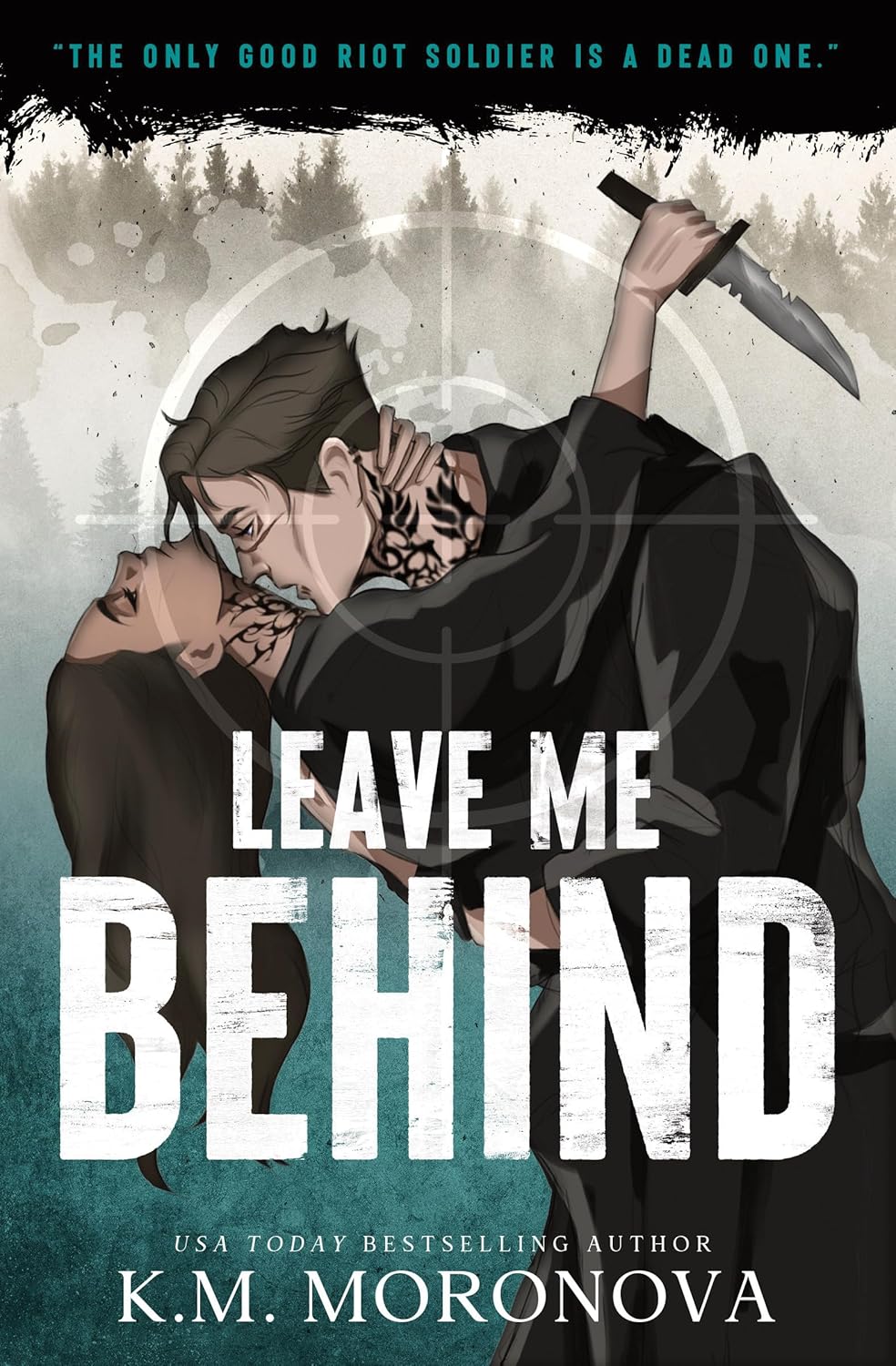 Book cover of 'Leave Me Behind' featuring a person with tattoos holding a knife over another person's head. Bookish Wonderland serves readers across Bangladesh with durable printed books, making it simple to discover online through customer-friendly ordering and delivery and high-quality stitched and glue binding.