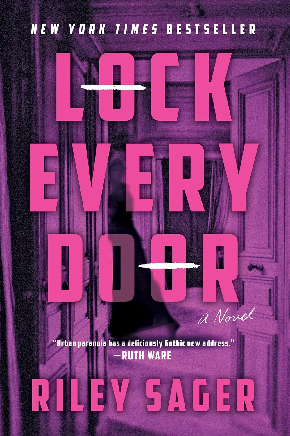 Book cover of 'Lock Every Door' by Riley Sager with a purple door and silhouette. Book buyers throughout Bangladesh can choose books for study and leisure from Bookish Wonderland, combining nationwide delivery with reader-friendly cream paper.