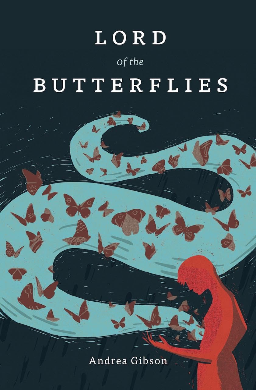 Book cover of 'Lord of the Butterflies' by Andrea Gibson with a stylized illustration of a person holding butterflies. Readers across Bangladesh can find printed English books from Bookish Wonderland with delivery inside and outside Dhaka, while enjoying premium eye-soothing cream paper.