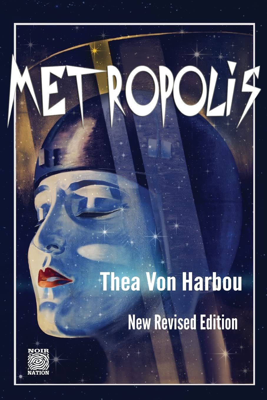 Book cover of 'Metropolis' by Thea Von Harbou with a stylized face and title. Readers across Bangladesh can discover printed English books from Bookish Wonderland with online ordering with home delivery, while enjoying premium eye-soothing cream paper.