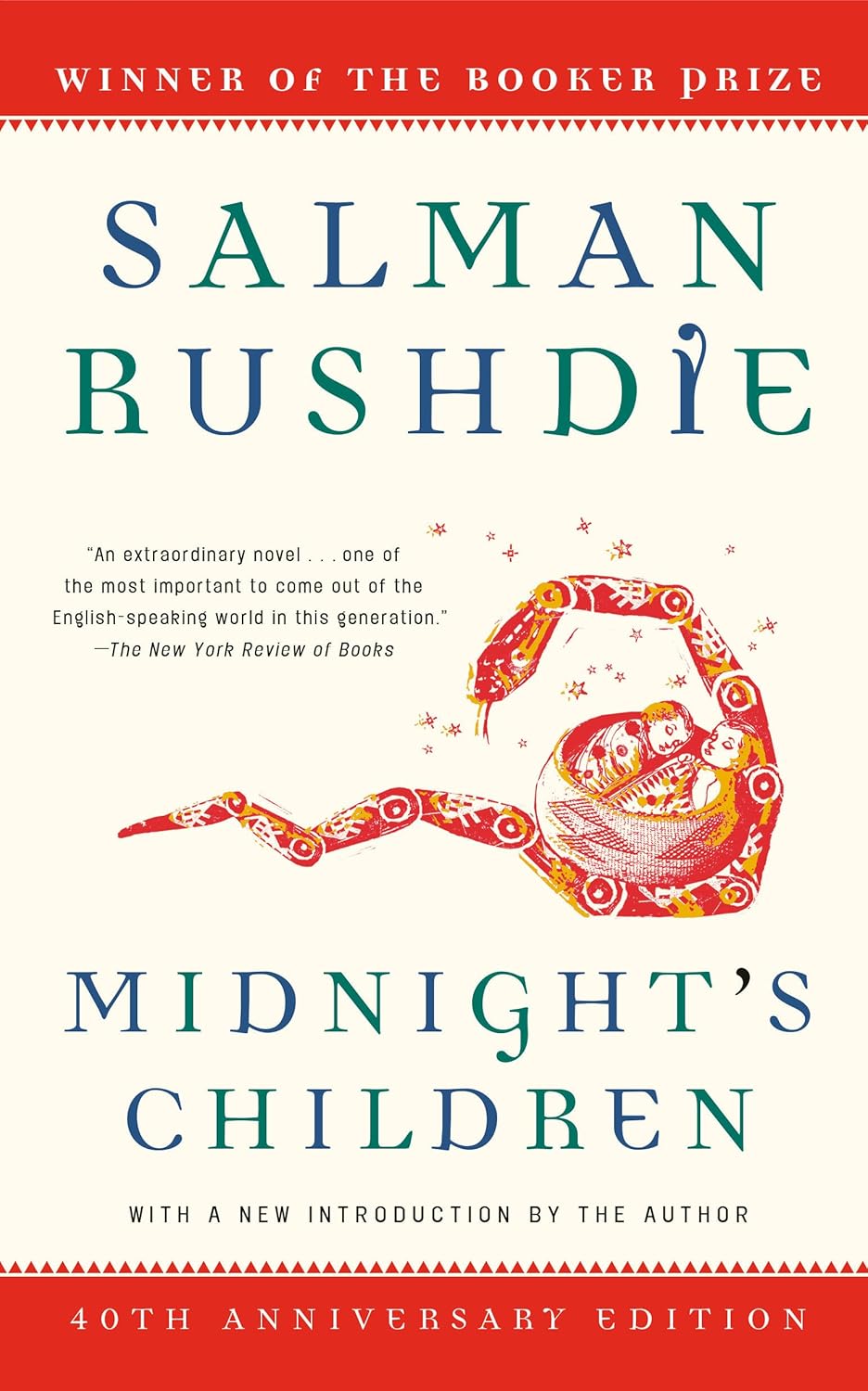 Book cover of 'Midnight's Children' by Salman Rushdie with a red and white color scheme. Online shoppers throughout Bangladesh can buy durable printed books at Bookish Wonderland with customer-friendly ordering and delivery and editions featuring premium eye-soothing cream paper.