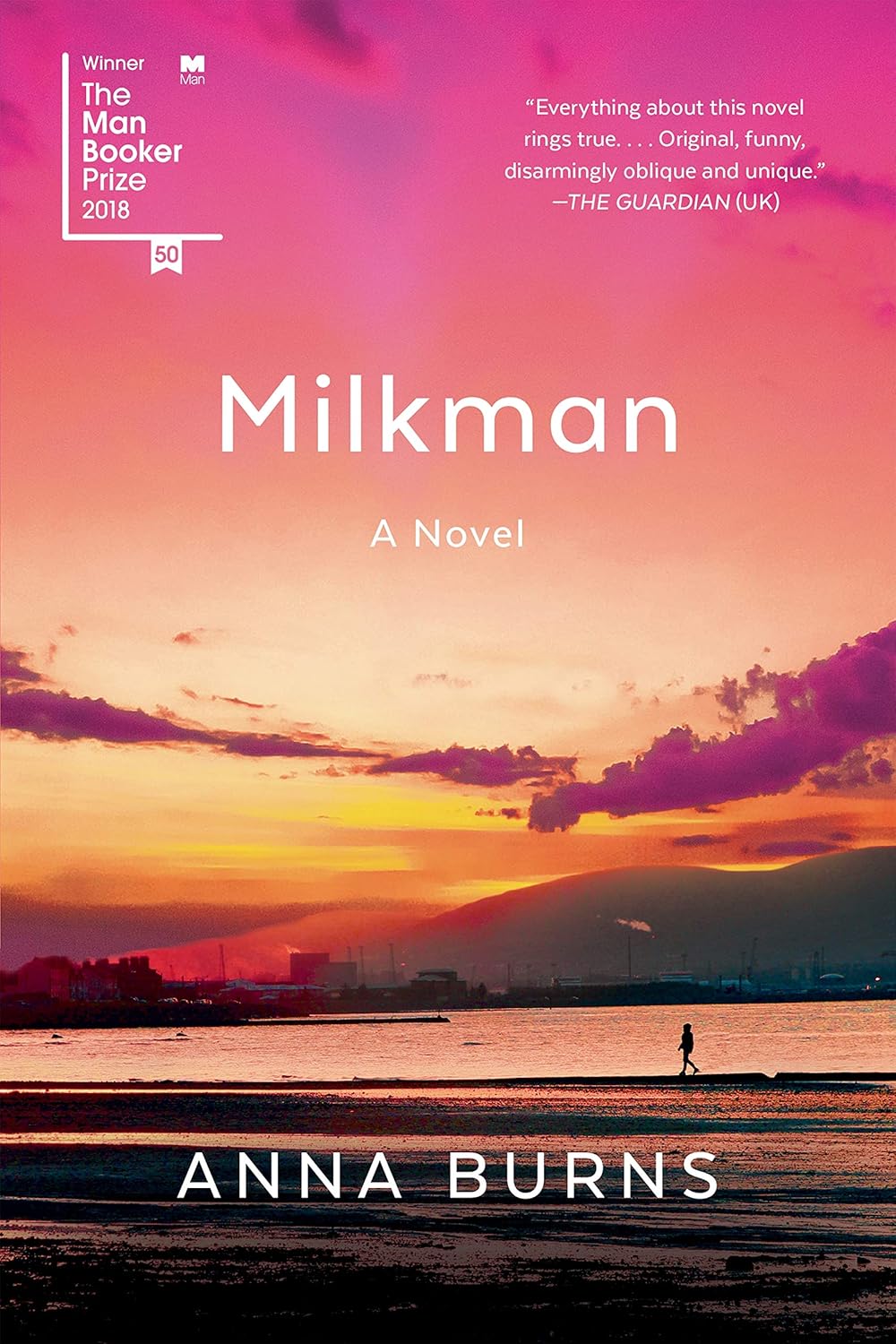 Book cover of 'Milkman' by Anna Burns with a sunset over water and silhouette of a person. Readers across Bangladesh can purchase premium-quality books from Bookish Wonderland with delivery inside and outside Dhaka, while enjoying comfortable cream paper and clear printing.