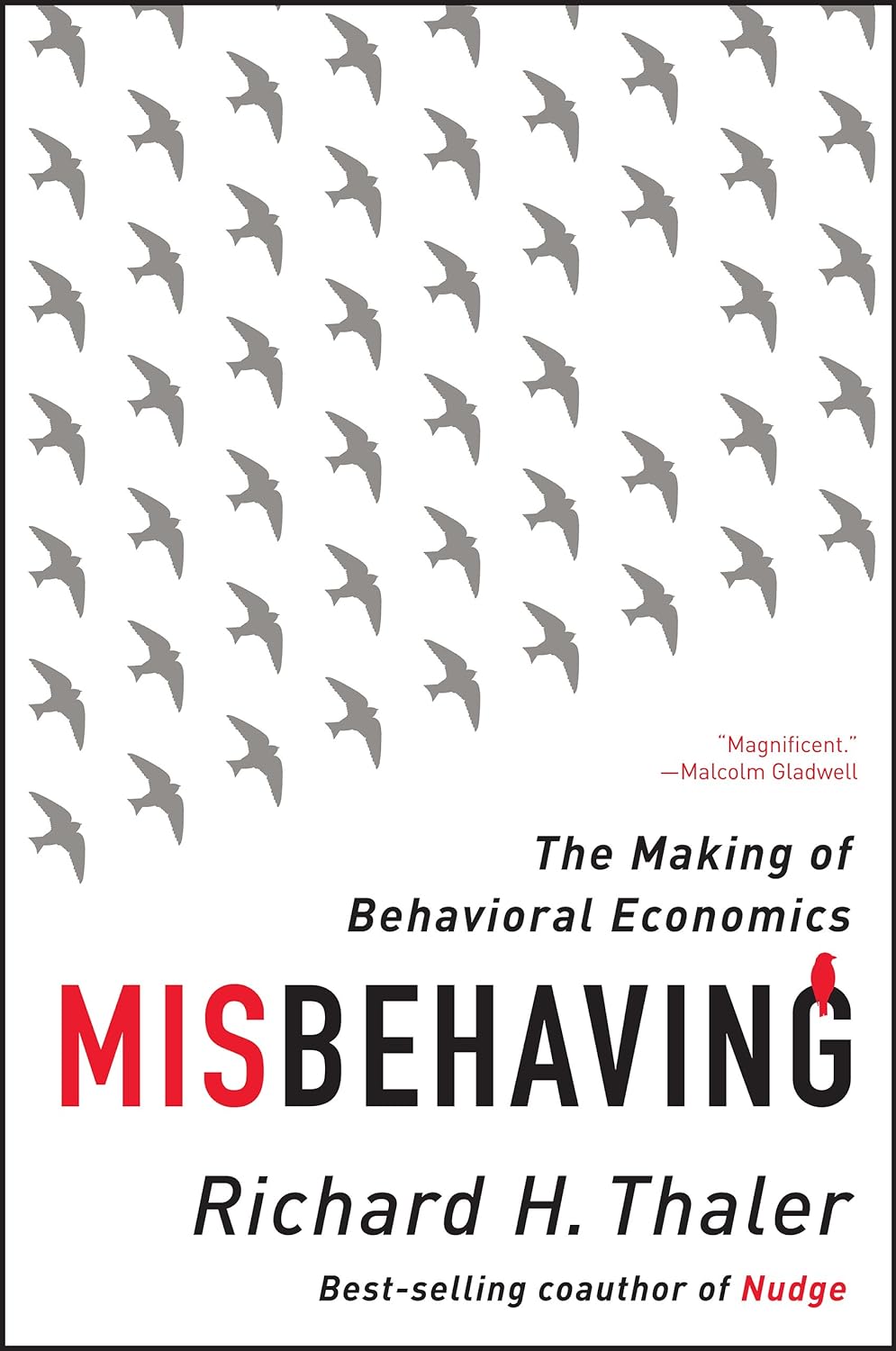 Book cover of 'Misbehaving' by Richard H. Thaler with bird pattern. For online book buying throughout Bangladesh, Bookish Wonderland lets readers shop for durable printed books with convenient delivery across Bangladesh and attention to clear print with strong binding.