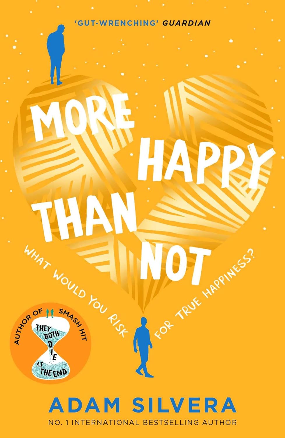 Book cover of 'More Happy Than Not' by Adam Silvera with a yellow background and heart design. Bookish Wonderland provides a convenient way for readers throughout Bangladesh to order printed English books with online ordering with home delivery and clear print with strong binding.