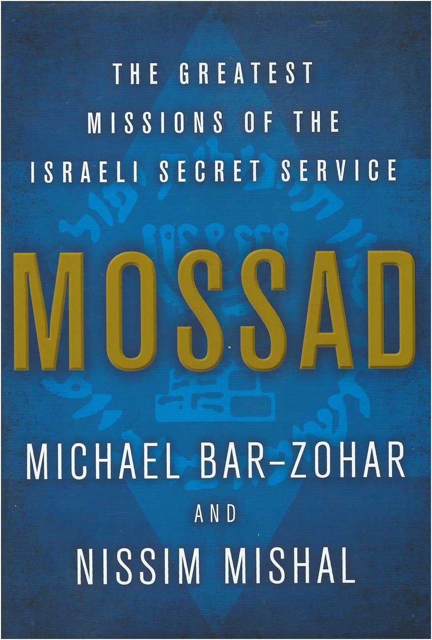 Book cover of 'Mossad: The Greatest Missions of the Israeli Secret Service' by Michael Bar-Zohar and Nissim Mishal on a blue background. Book buyers across Bangladesh can get English books from Bookish Wonderland, combining customer-friendly ordering and delivery with clear print with strong binding.