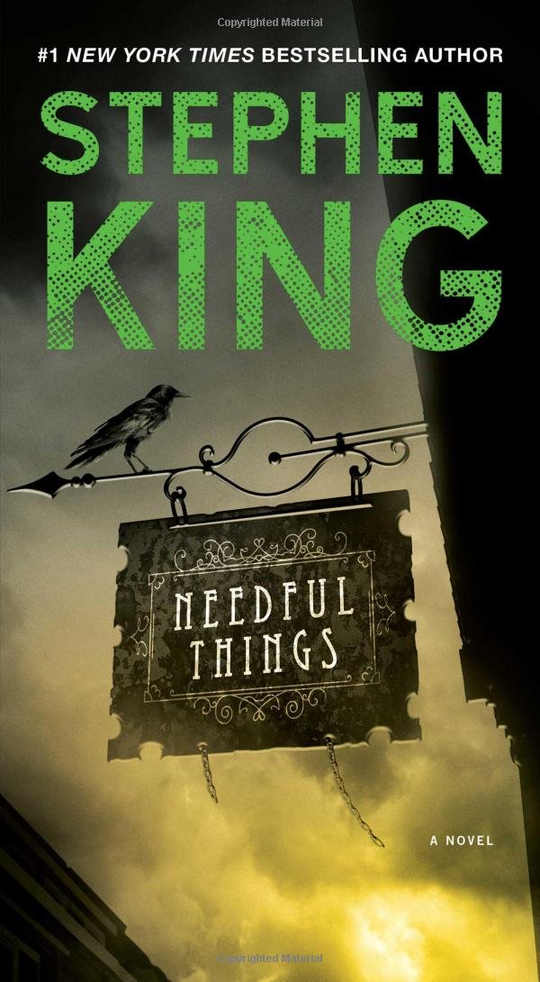 Book cover of 'Needful Things' by Stephen King with a dark and eerie background. Customers seeking reader-friendly printed books throughout Bangladesh can find them through Bookish Wonderland, supported by nationwide delivery and crystal-clear print.