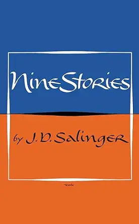 Book cover for 'Nine Stories' by J.D. Salinger, featuring a split blue and orange design with white and black text. Bookish Wonderland supports book lovers across Bangladesh who want to shop for durable printed books, offering urgent delivery options in Dhaka plus high-quality stitched and glue binding.