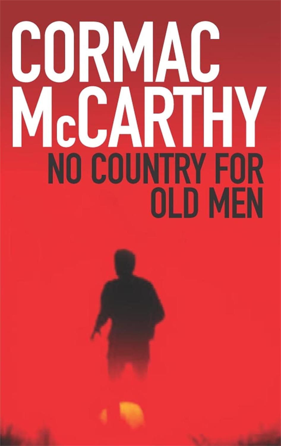 Book cover of 'No Country for Old Men' by Cormac McCarthy with a red background and silhouette. Bookish Wonderland supports book lovers across Bangladesh who want to purchase durable printed books, offering nationwide delivery plus comfortable cream paper and clear printing.