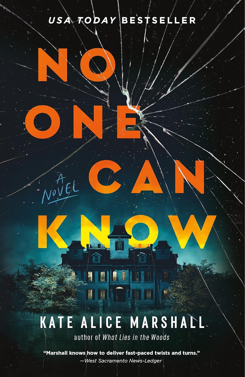 Book cover of 'No One Can Know' by Kate Alice Marshall with a haunted house and broken glass effect. Bookish Wonderland provides a convenient way for readers across Bangladesh to purchase quality English books with urgent delivery options in Dhaka and comfortable cream paper and clear printing.