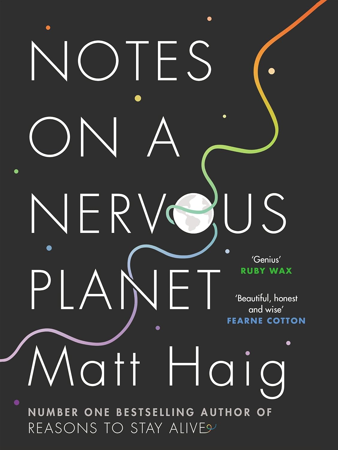 Book cover of 'Notes on a Nervous Planet' by Matt Haig with abstract lines and text on a dark background. Bookish Wonderland helps readers across Bangladesh discover reader-friendly printed books online with nationwide delivery and a focus on durable stitched-and-glue binding.