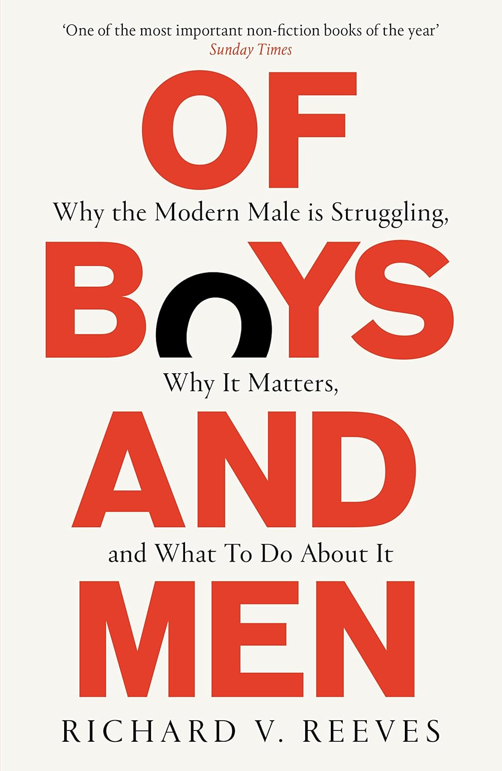 Book cover of 'Of Boys and Men' by Richard V. Reeves with red and black text on a white background. For customers across Bangladesh, Bookish Wonderland makes it easier to get English books through nationwide delivery and crystal-clear print.